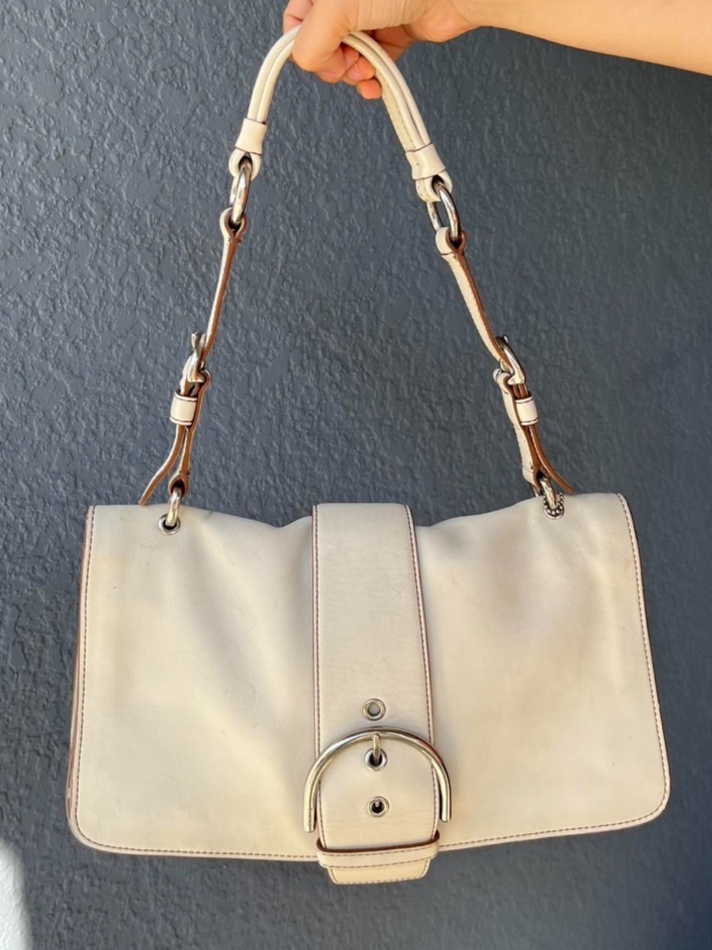 Coach Soho White Leather w/Silver Hardware